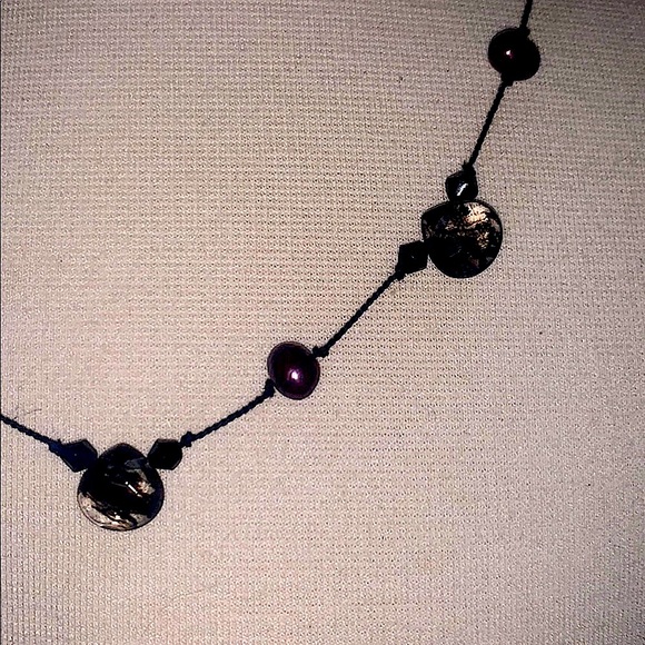 Rutilated Quartz Freshwater Pearl & Silk Necklace - Picture 4 of 7